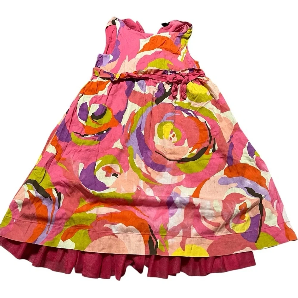 Baby Gap Bold Floral Dress Size 5 Pink Vibrant Easter Spring Summer